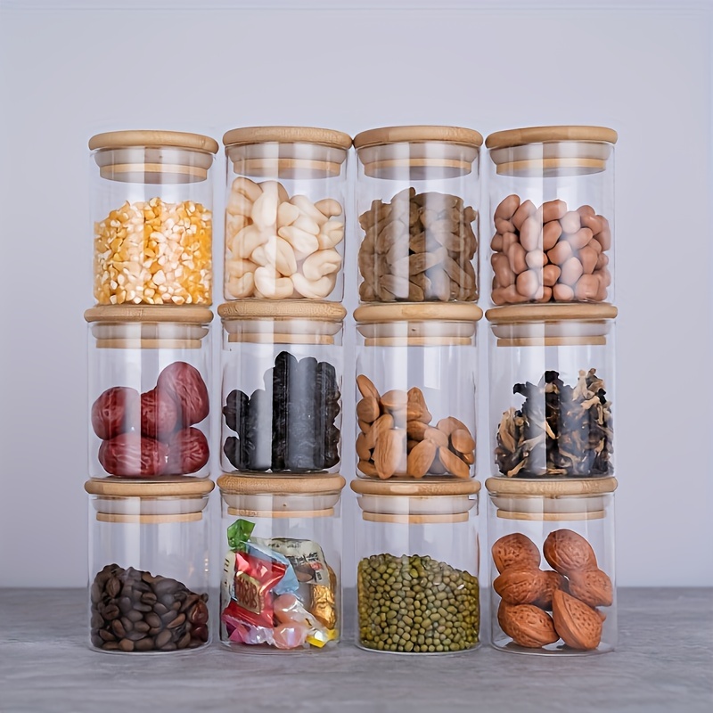 Mason Jar 8Oz - 12Pcs Glass Spice Jars with Bamboo