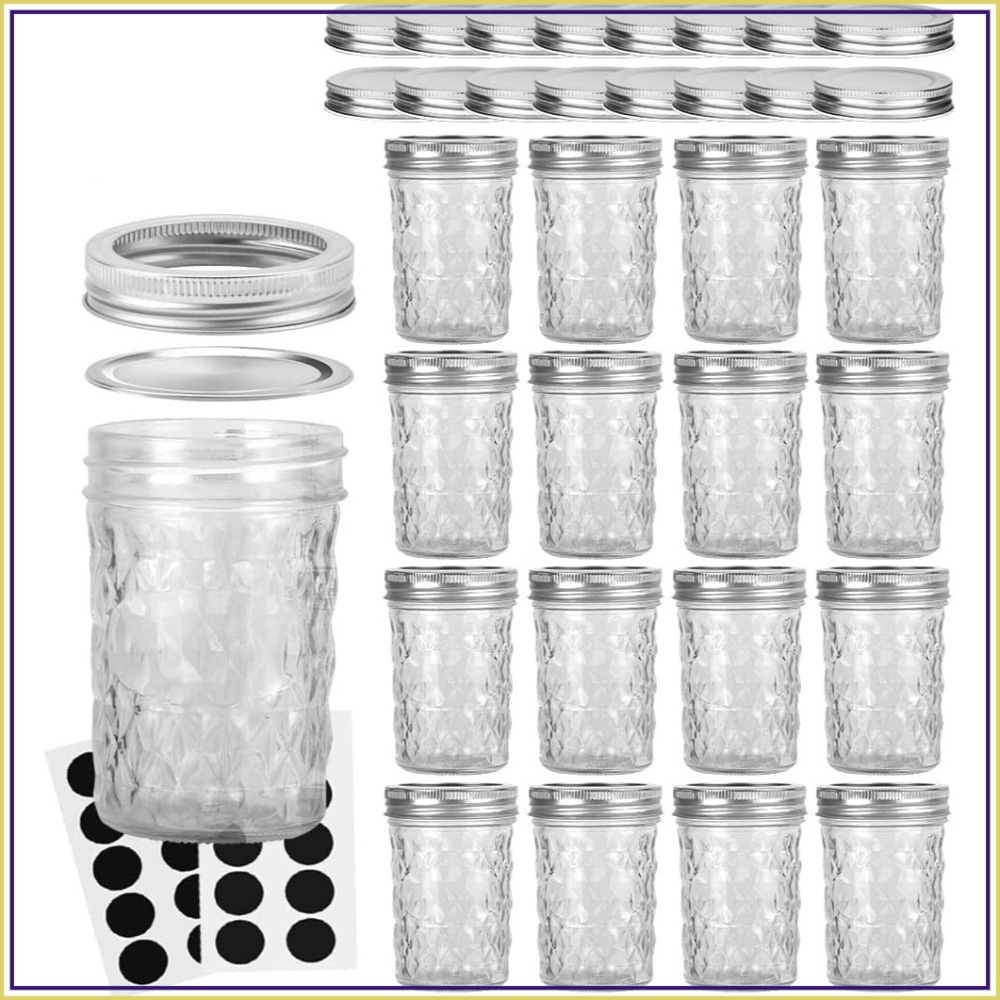 Mason Jar 8Oz - 16-Pack 8oz Mason Jars with Regular