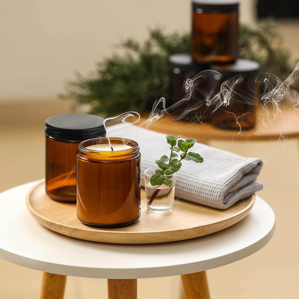 8oz Amber Glass Jars with Blac - đánh giá và giá Mason Jar 8Oz