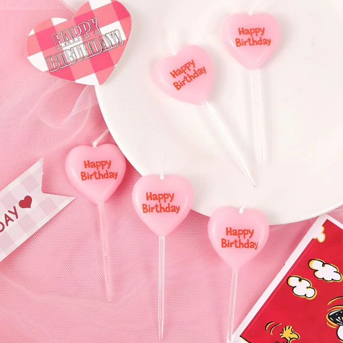 5pcs Cute Heart Shaped Birthda - đánh giá và giá Zebra Candle Supplies