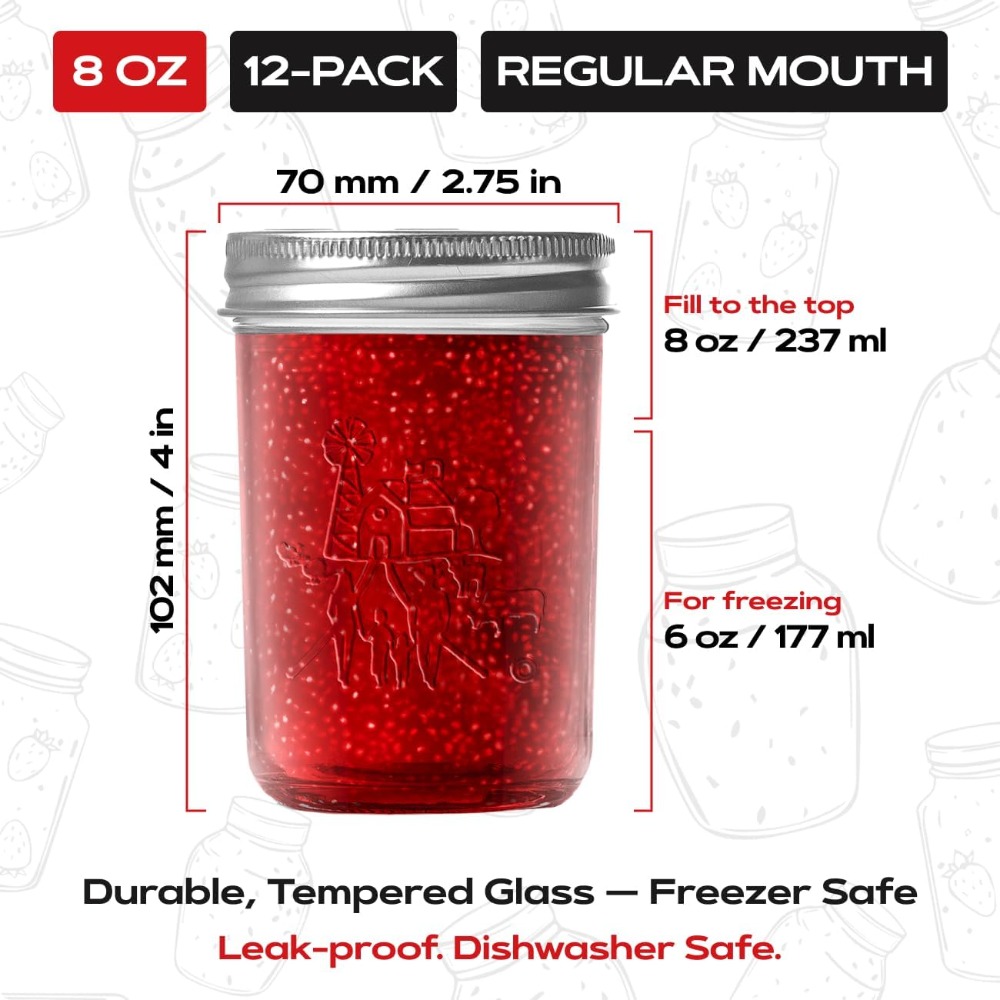 Premium 8oz Mason Jars with Li - đánh giá và giá Mason Jar 8Oz