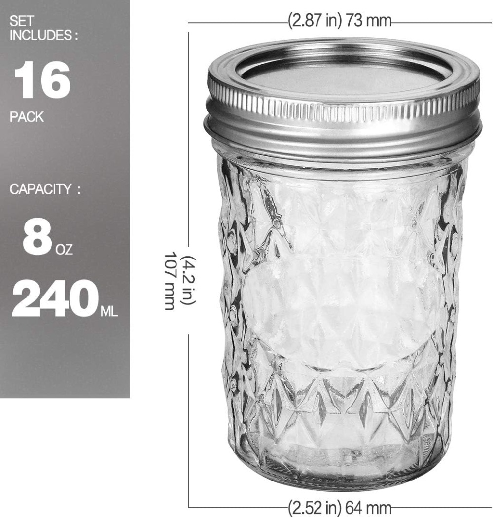 16-Pack 8oz Mason Jars with Re - đánh giá và giá Mason Jar 8Oz